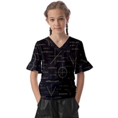 Abstract-math Pattern Kids  V-neck Horn Sleeve Blouse by Simbadda