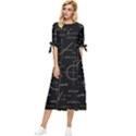 Abstract-math Pattern Bow Sleeve Chiffon Midi Dress View1