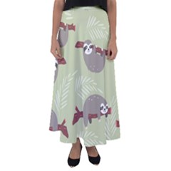 Sloths-pattern-design Flared Maxi Skirt by Simbadda