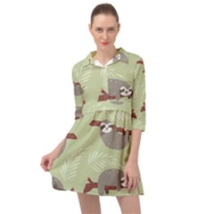 Sloths-pattern-design Mini Skater Shirt Dress by Simbadda