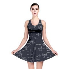 Mathematical-seamless-pattern-with-geometric-shapes-formulas Reversible Skater Dress by Simbadda