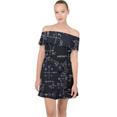 Mathematical-seamless-pattern-with-geometric-shapes-formulas Off Shoulder Chiffon Dress by Simbadda