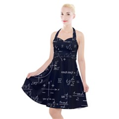 Mathematical-seamless-pattern-with-geometric-shapes-formulas Halter Party Swing Dress  by Simbadda