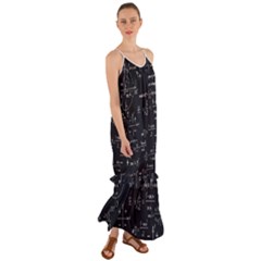 Mathematical-seamless-pattern-with-geometric-shapes-formulas Cami Maxi Ruffle Chiffon Dress by Simbadda