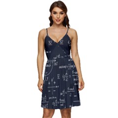 Mathematical-seamless-pattern-with-geometric-shapes-formulas V-neck Pocket Summer Dress  by Simbadda