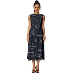 Mathematical-seamless-pattern-with-geometric-shapes-formulas Sleeveless Round Neck Midi Dress by Simbadda