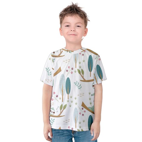 Pattern-sloth-woodland Kids  Cotton Tee by Simbadda