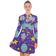 Card-with-lovely-planets Long Sleeve Panel Dress by Simbadda