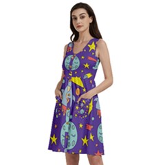 Card-with-lovely-planets Sleeveless Dress With Pocket by Simbadda