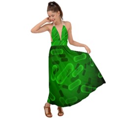 Green-rod-shaped-bacteria Backless Maxi Beach Dress by Simbadda