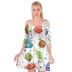 Dangerous-streptococcus-lactobacillus-staphylococcus-others-microbes-cartoon-style-vector-seamless-p Cutout Spaghetti Strap Chiffon Dress by Simbadda