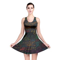 Mathematical-colorful-formulas-drawn-by-hand-black-chalkboard Reversible Skater Dress by Simbadda