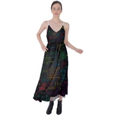 Mathematical-colorful-formulas-drawn-by-hand-black-chalkboard Tie Back Maxi Dress by Simbadda