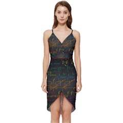 Mathematical-colorful-formulas-drawn-by-hand-black-chalkboard Wrap Frill Dress by Simbadda