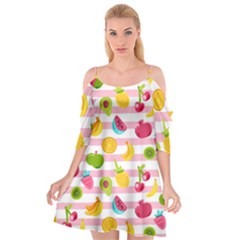 Tropical-fruits-berries-seamless-pattern Cutout Spaghetti Strap Chiffon Dress by Simbadda