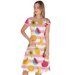 Tropical-fruits-berries-seamless-pattern Classic Short Sleeve Dress by Simbadda