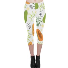 Seamless-tropical-pattern-with-papaya Capri Leggings  by Simbadda