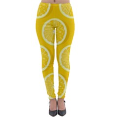 Lemon-fruits-slice-seamless-pattern Lightweight Velour Leggings by Simbadda