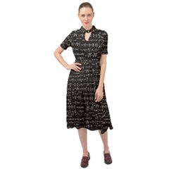 Math-equations-formulas-pattern Keyhole Neckline Chiffon Dress by Simbadda