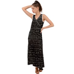 Math-equations-formulas-pattern V-neck Chiffon Maxi Dress by Simbadda