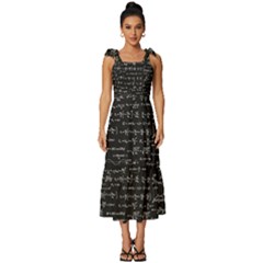 Math-equations-formulas-pattern Tie-strap Tiered Midi Chiffon Dress by Simbadda