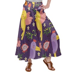 Exotic-seamless-pattern-with-parrots-fruits Women s Satin Palazzo Pants by Simbadda