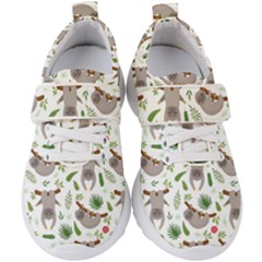 Seamless-pattern-with-cute-sloths Kids  Velcro Strap Shoes by Simbadda