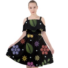 Embroidery-seamless-pattern-with-flowers Cut Out Shoulders Chiffon Dress by Simbadda