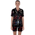 Floral-folk-fashion-ornamental-embroidery-pattern Satin Short Sleeve Pajamas Set View1