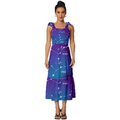 Realistic-night-sky-poster-with-constellations Tie-strap Tiered Midi Chiffon Dress by Simbadda