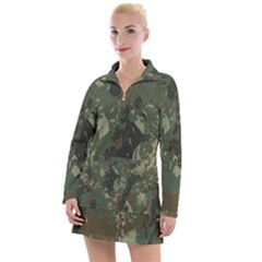 Camouflage-splatters-background Women s Long Sleeve Casual Dress by Simbadda