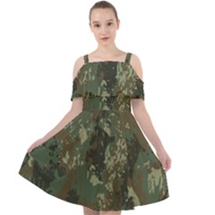 Camouflage-splatters-background Cut Out Shoulders Chiffon Dress by Simbadda