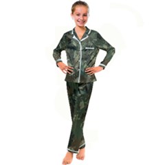 Camouflage-splatters-background Kids  Satin Long Sleeve Pajamas Set by Simbadda