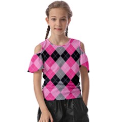 Seamless-argyle-pattern Kids  Butterfly Cutout Tee by Simbadda