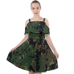 Military-background-grunge---- Cut Out Shoulders Chiffon Dress by Simbadda