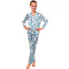 Penguins-pattern Kids  Satin Long Sleeve Pajamas Set by Simbadda