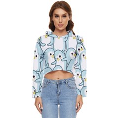 Penguins-pattern Women s Lightweight Cropped Hoodie