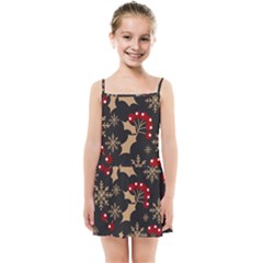 Christmas-pattern-with-snowflakes-berries Kids  Summer Sun Dress by Simbadda