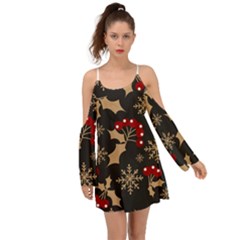 Christmas-pattern-with-snowflakes-berries Boho Dress by Simbadda