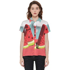 Strawberries Fruit Short Sleeve Pocket Shirt by Grandong