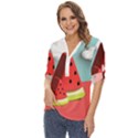 Strawberries Fruit Zip Up Long Sleeve Blouse View2