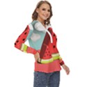 Strawberries Fruit Zip Up Long Sleeve Blouse View3