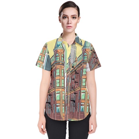 Building Urban Architecture Tower Women s Short Sleeve Shirt by Grandong