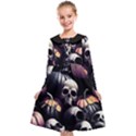 Halloween party skulls, Demonic pumpkins pattern Kids  Midi Sailor Dress View1