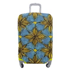 Gold Abstract Flowers Pattern At Blue Background Luggage Cover (small) by Casemiro