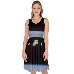 Amazing Stunning Astronaut Amazed Knee Length Skater Dress With Pockets by Proyonanggan