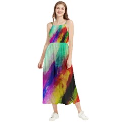 Colorful Abstract Paint Splats Background Boho Sleeveless Summer Dress by Proyonanggan