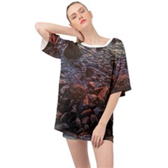 Twilight Treasures: Rocky Beachscape  Oversized Chiffon Top by dflcprintsclothing