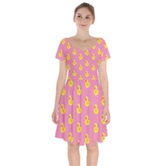 Rubber Duck Pattern Short Sleeve Bardot Dress by Valentinaart