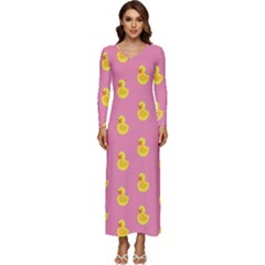 Rubber Duck Pattern Long Sleeve Longline Maxi Dress by Valentinaart